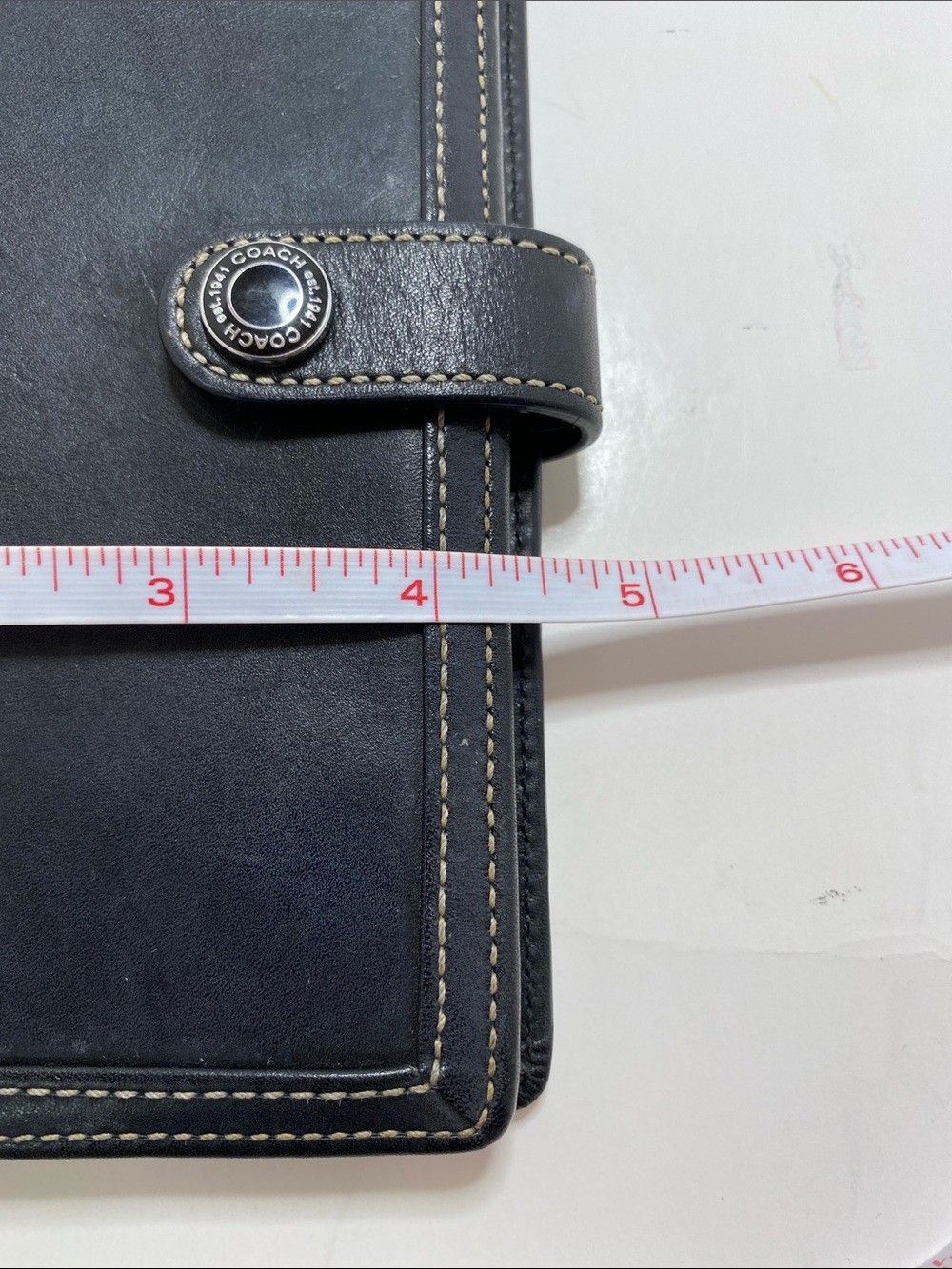 Coach Vintage Black Leather Snap Organizer with Contrast Stitching - Picture 9 of 9
